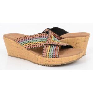 Skechers Beverlee -Delighted Women's 9.5 Luxe Foam Cushioned Wedge Sandal Shoes